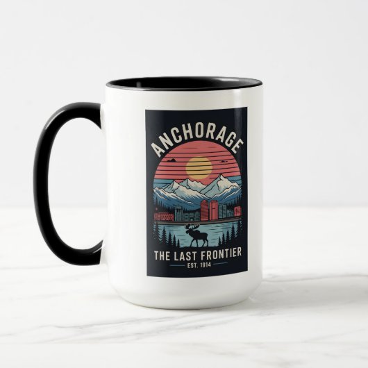 Vintage Anchorage Alaska Retro Reisposter Illustra Mok (Links)