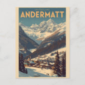 Vintage ANDERMATT ski Switzerland Swiss Alps gifts Briefkaart (Voorkant)
