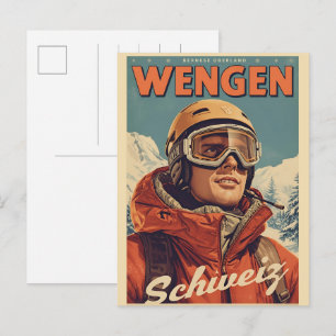 Vintage ANDERMATT skioord Zwitserland Zwitserse Al Briefkaart