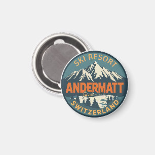 Vintage ANDERMATT skioord Zwitserland Zwitserse Al Magneet