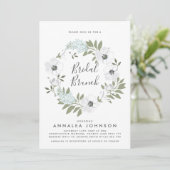Vintage Anemone Wreath Bridal Brunch Kaart (Staand voorkant)