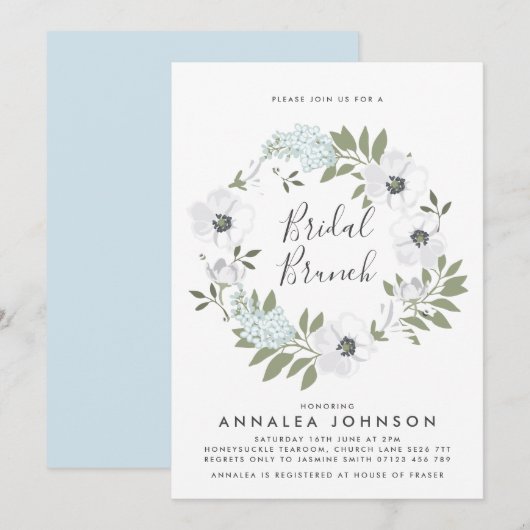 Vintage Anemone Wreath Bridal Brunch Kaart (Voorkant / Achterkant)