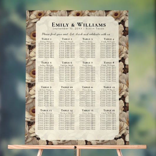 Vintage Anemones Accent Garden Wedding Acryl Bord (Neutraal)