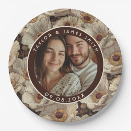 Vintage Anemones Charm Backyard Wedding Papieren Bordje