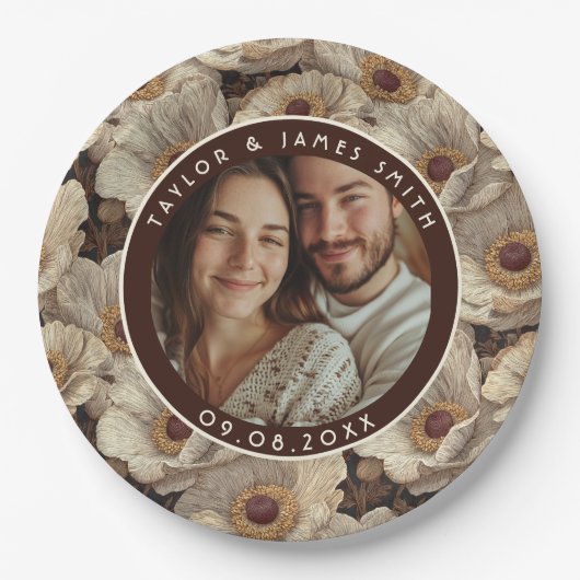 Vintage Anemones Charm Backyard Wedding Papieren Bordje (Voorkant)