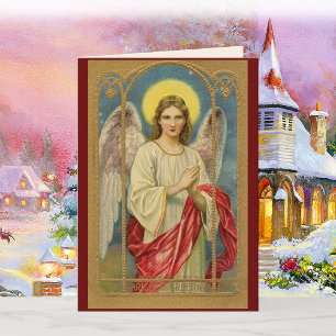 Vintage Angel Bijbel Verse Kerstmis Wenskaart Feestdagen Kaart