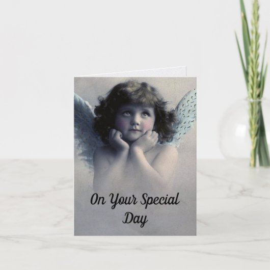 Vintage Angel Birthday Greeting Card Kaart (Voorkant)