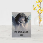 Vintage Angel Birthday Greeting Card Kaart (Gele Bloem)