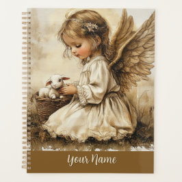 Vintage Angel + Cat Planner Personalize Your Name
