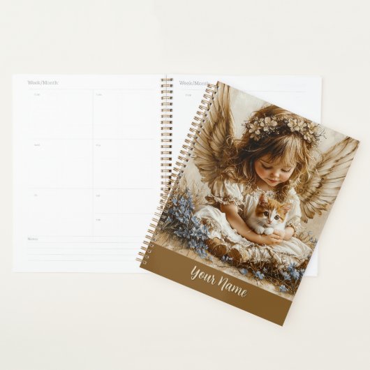 Vintage Angel + Cat Planner Personalize Your Name (Display)