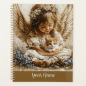 Vintage Angel + Cat Planner Personalize Your Name (Voorkant)