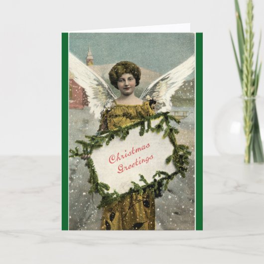 Vintage Angel Christmas Greeting Holiday Card Feestdagen Kaart (Voorkant)