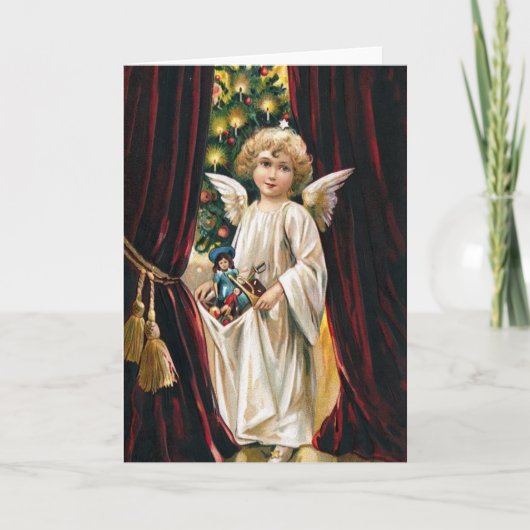 Vintage Angel Feestdagen Kaart (Voorkant)
