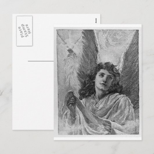 Vintage Angel Kerstmis Feestdagenkaart (Voorkant / Achterkant)