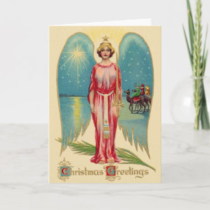 Vintage Angel-kerstWenskaart Feestdagen Kaart