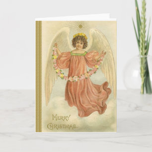 Vintage Angel Merry Kerstmis Feestdagen Kaart