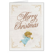 Vintage angel Merry wenskaart (Voorkant)