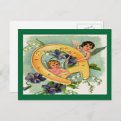 Vintage Angels Bringing Luck Birthday Briefkaart (Voorkant / Achterkant)