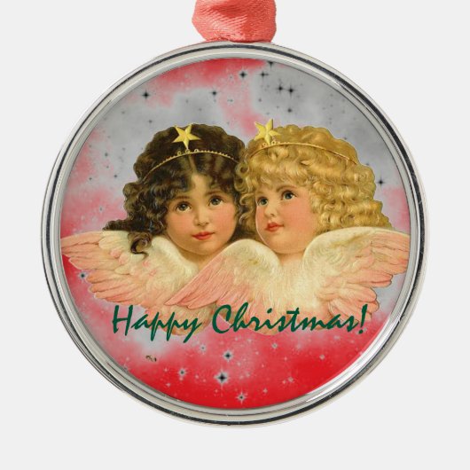 VINTAGE ANGELS CHRISTMAS ORNAMENTS METALEN ORNAMENT (Voorkant)