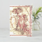 Vintage Angels en Cherub Feestdagenkaart (Staand voorkant)