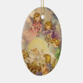 Vintage Angels rond Baby Jezus Keramisch Ornament (Rechts)