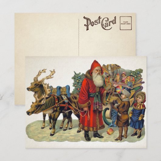 Vintage Angry Santa Briefkaart (Voorkant / Achterkant)