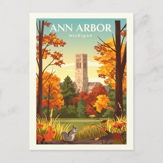 Vintage Ann Arbor Michigan Briefkaart (Voorkant)