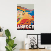 Vintage Annecy Reisposter Print, La Plage Poster (Thuiskantoor)