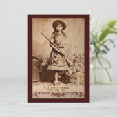 Vintage Annie Oakley Sepia Wenskaart Kaart (Staand voorkant)