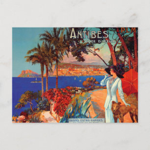 Vintage Antibes Cote D'Azur Travel Briefkaart