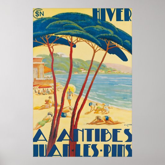 Vintage Antibes Juan Les Pins Reisposter Print (Voorkant)