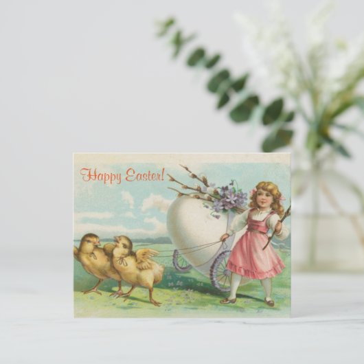 Vintage Antiek Pasen Feestdagenkaart (Staand voorkant)