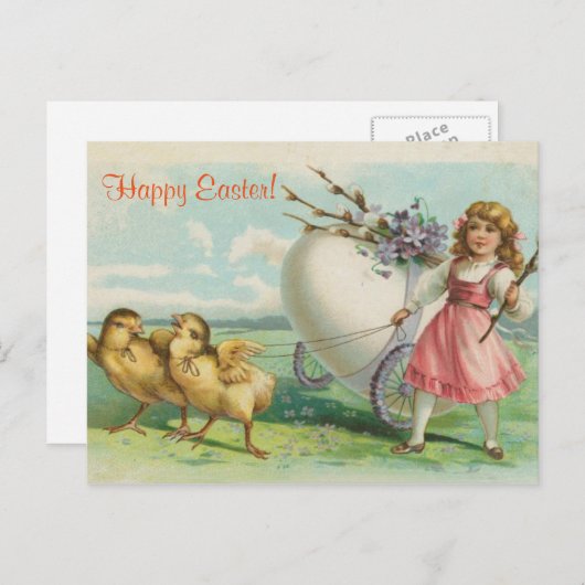 Vintage Antiek Pasen Feestdagenkaart (Voorkant / Achterkant)