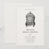 Vintage antiek wandklok vrijgezellenfeest kaart (Voorkant / Achterkant)