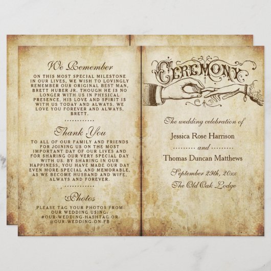 Vintage Antiek weddenschappen Sjablonen programma (Voorkant / Achterkant)