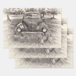 Vintage Antiek zwart-wit Inpakpapier Vel
