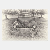 Vintage Antiek zwart-wit Rustisch Inpakpapier Vel (Voorkant 2)