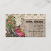 Vintage Antieke Buttonnen Klok Visitekaartje (Achterkant)