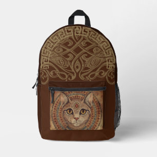 Vintage, antieke kat, Oud-Griekse stijl, Bruin Bedrukte Rugzak