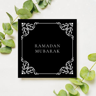 Vintage Antieke Zwarte Witte Frame Ramadan Mubarak Feestdagenkaart