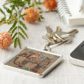 Vintage, Antique Elephant,Batik Pattern Sleutelhanger (Zijkant)