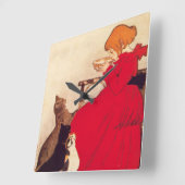 Vintage Antique Girl Milk Cats Theophile Steinlen Vierkante Klok (Hoek)