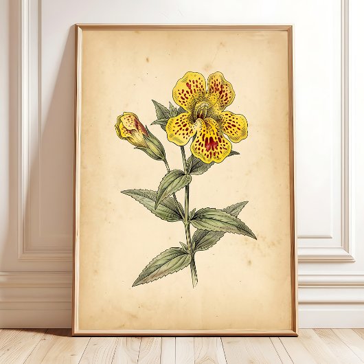 Vintage Apenbloem Kunst aan de Muur, Canvas Poster