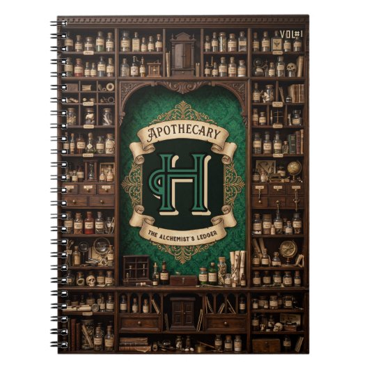 Vintage Apotheek & Alchemist Logboek Monogram Notitieboek (Voorkant)