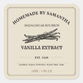 Vintage Apotheek Vanille Extract Label Sticker (Voorkant)