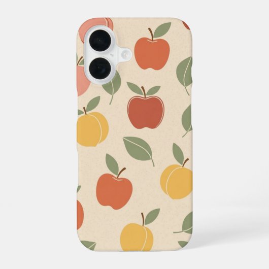 Vintage Apple and Peach Pattern iPhone 16 Hoesje (Achterkant)