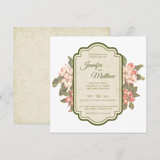 Vintage Apple Blossom | Uitnodiging tot weddenscha (Voorkant / Achterkant)
