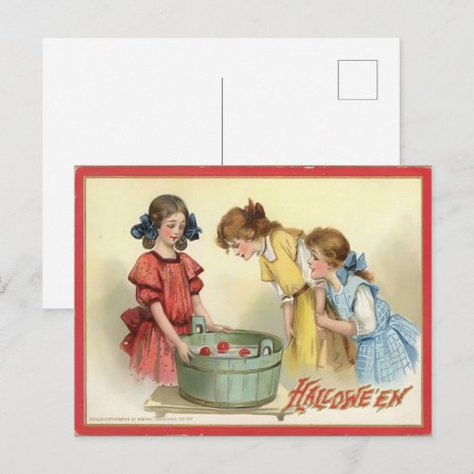 Vintage Apple Bobbing Halloween Briefkaart (Voorkant / Achterkant)