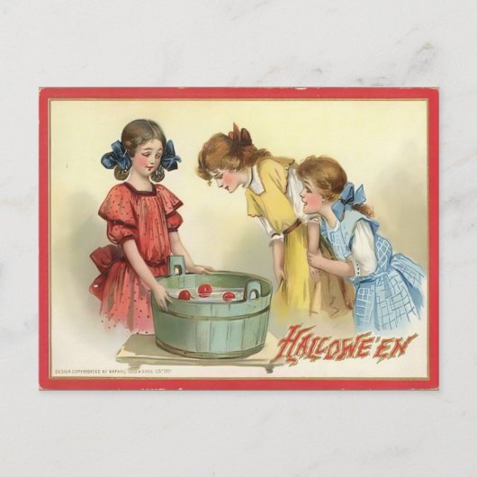 Vintage Apple Bobbing Halloween Briefkaart (Voorkant)