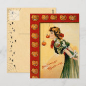 Vintage Apple Bobbing Halloween Briefkaart (Voorkant / Achterkant)